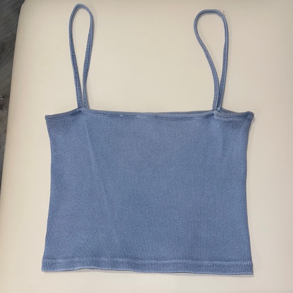 Women’s Brandy Melville Blue Cropped Tank Top OS - Picture 4 of 5
